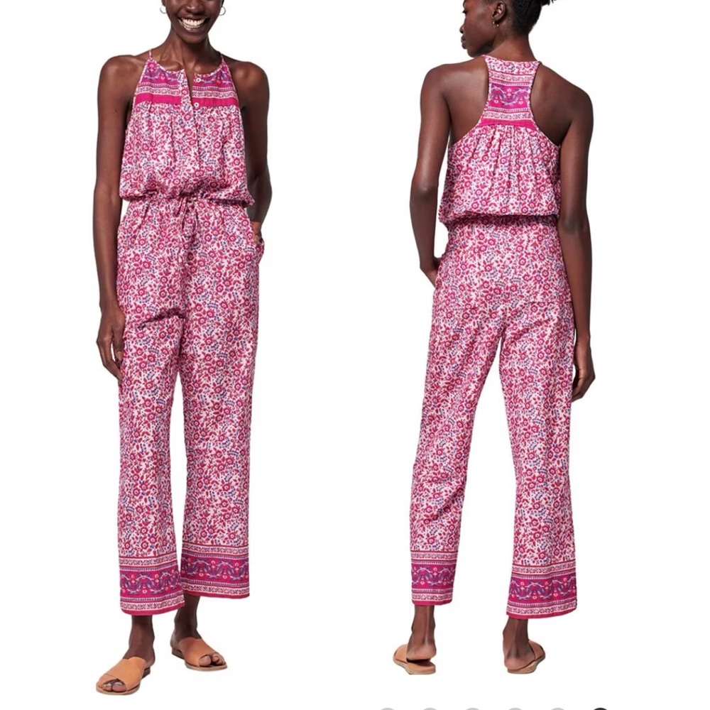 Faherty size XS Adella pink floral jumpsuit